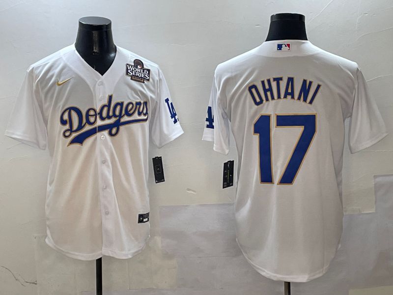 Men Los Angeles Dodgers 17 Ohtani White Blue Game 2025 Nike MLB Jersey style 4029